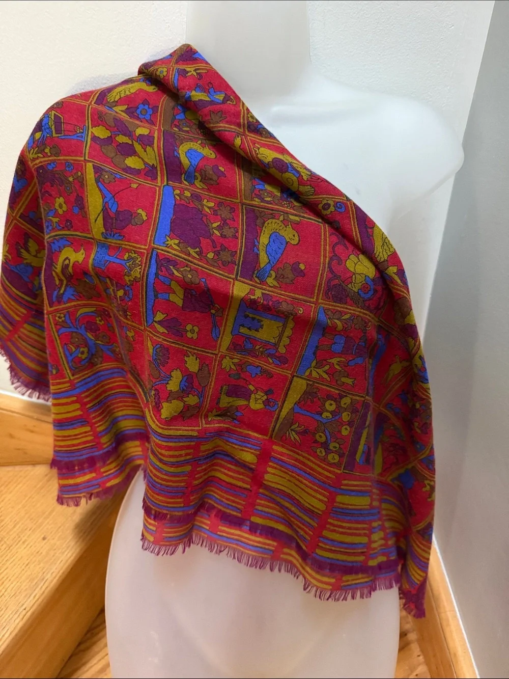 VTG  Lanvin Paris Authentic Cashmere Silk Tapestry Storyboard Scarf. Rare find